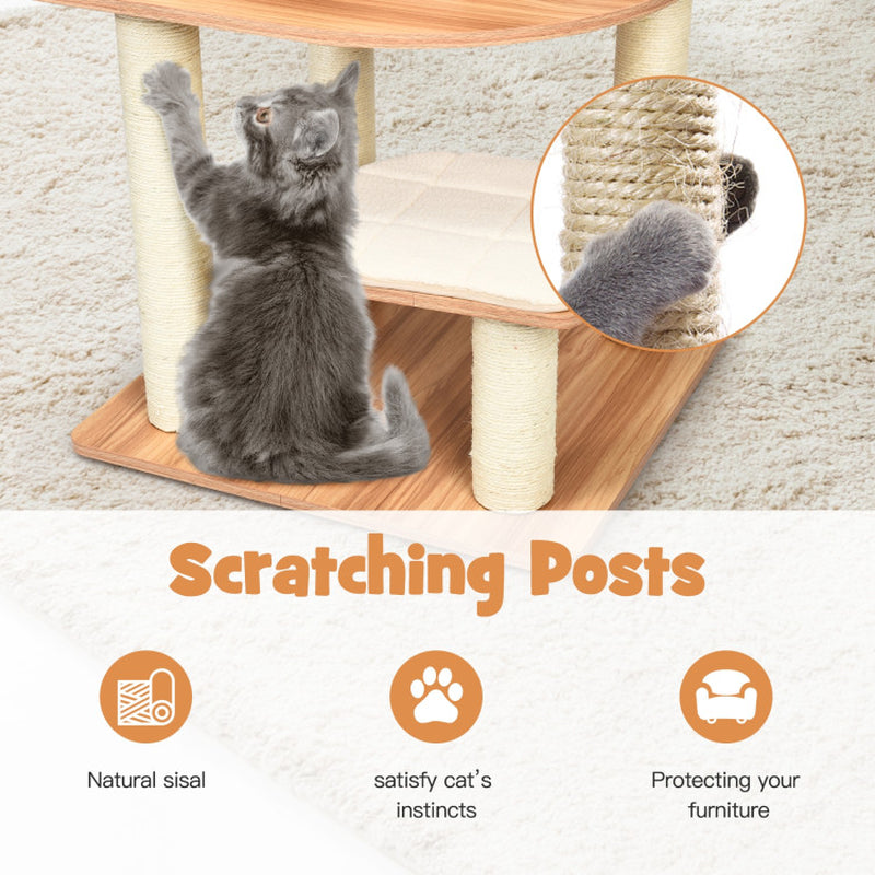 7-Layer Wooden Cat Tree Tall Cat Tower with Sisal Posts and Condo