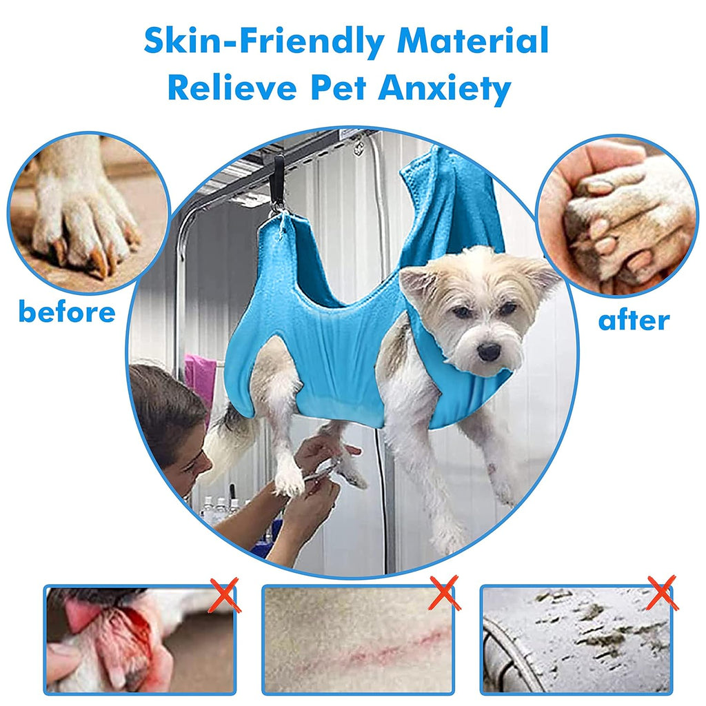Pet Grooming Hammock Harness, Dogs & Cats Relaxation Restraint Grooming Bag with Pet Nail Clippers/Trimmer, Pet Comb, Dog Grooming Brush for Nail Clipping,Bathing, Clean Teeth, Ear/Eye Care L