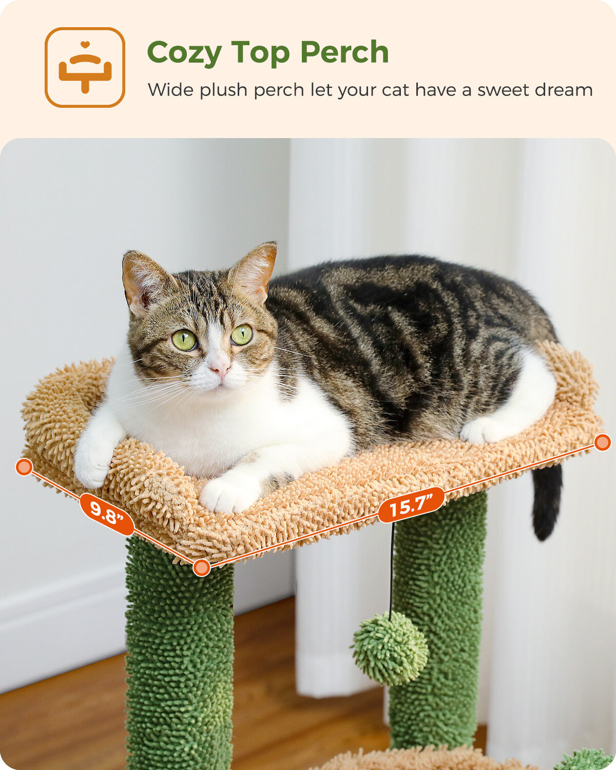 PAWZ Road Cactus Cat Tree Tower Condo House with Large Hammock Kitten Indoor Toy