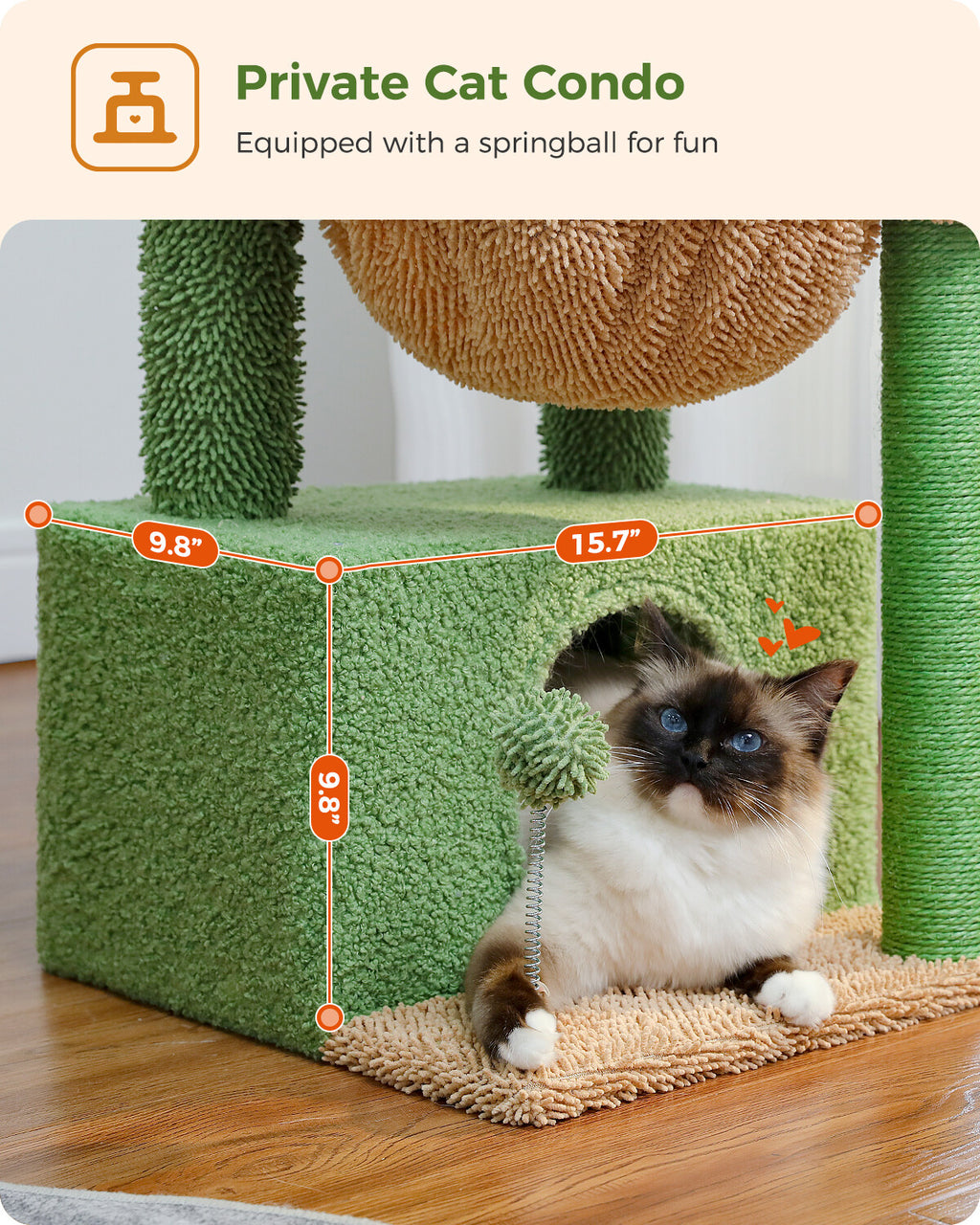 PAWZ Road Cactus Cat Tree Tower Condo House with Large Hammock Kitten Indoor Toy